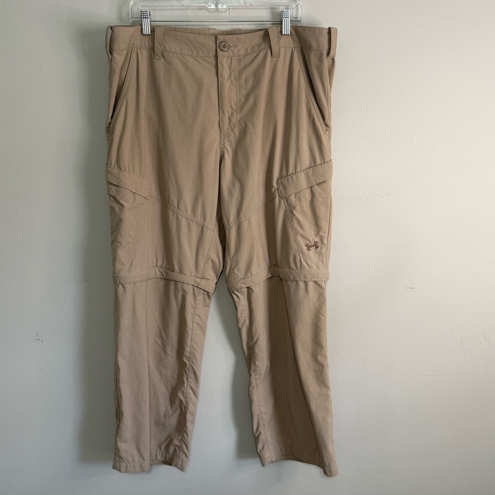 UNDER ARMOUR Men’s Khaki Brown Zip Off Convertible Cargo Pants Size 38” X 29”